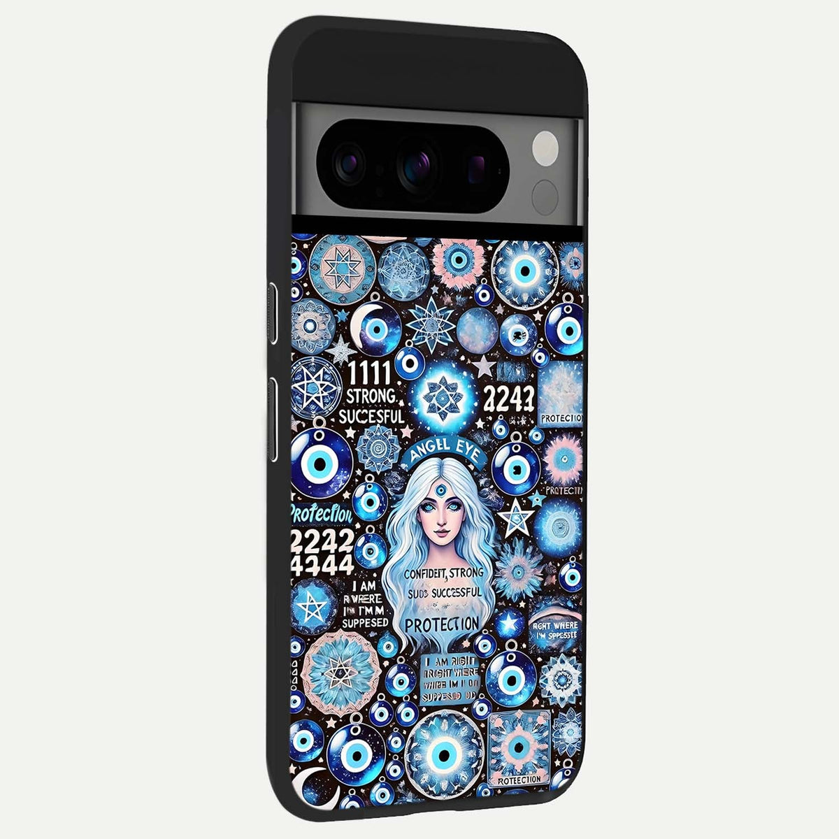  Angel Aura Shield back cover For Google Pixel 8 Pro slim fit glass case with vibrant aesthetic design