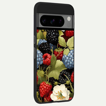  Berry Bloom Charm back cover For Google Pixel 8 Pro slim fit glass case with vibrant aesthetic design