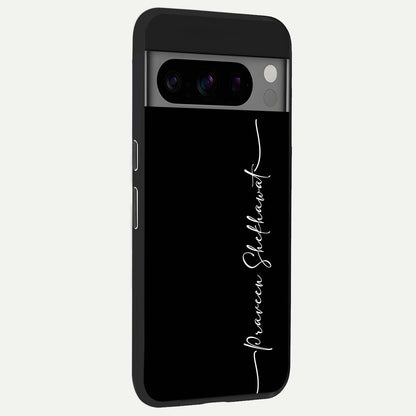  Black Tune Custom Name back cover For Google Pixel 8 Pro slim fit glass case with vibrant aesthetic design