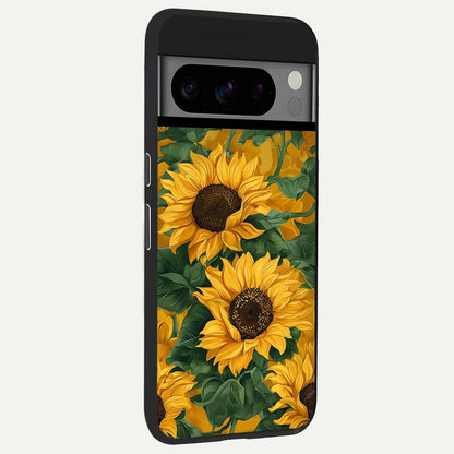  Bright Sunflower Bloom back cover For Google Pixel 8 Pro slim fit glass case with vibrant aesthetic design