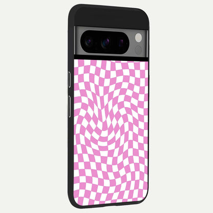  Bubblegum Check Wave back cover For Google Pixel 8 Pro slim fit glass case with vibrant aesthetic design