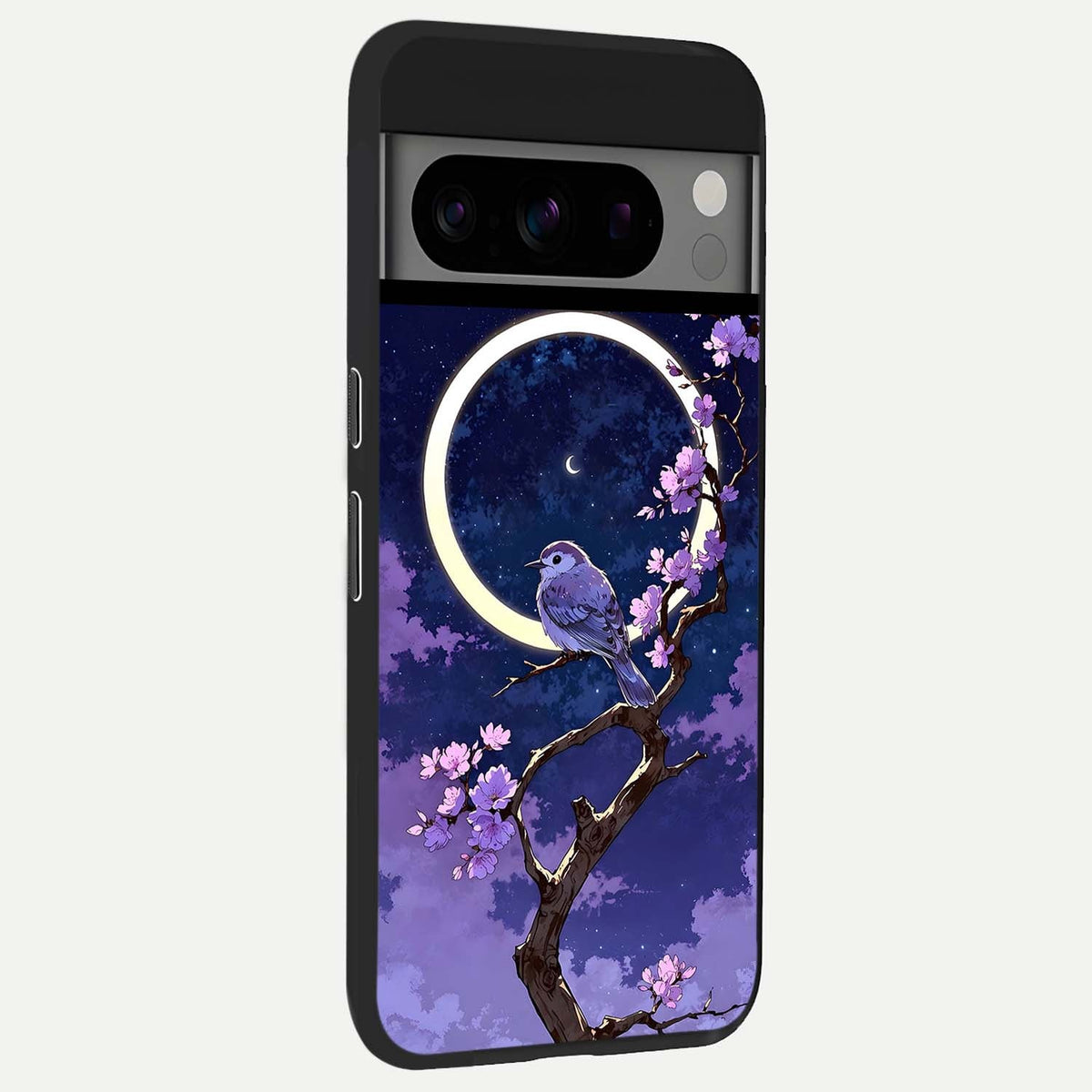  Celestial Bird Blossom back cover For Google Pixel 8 Pro slim fit glass case with vibrant aesthetic design