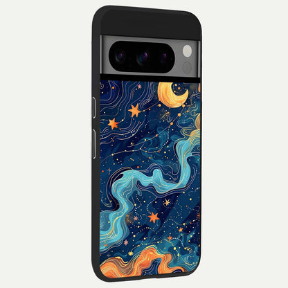  Celestial Dream Flow back cover For Google Pixel 8 Pro slim fit glass case with vibrant aesthetic design