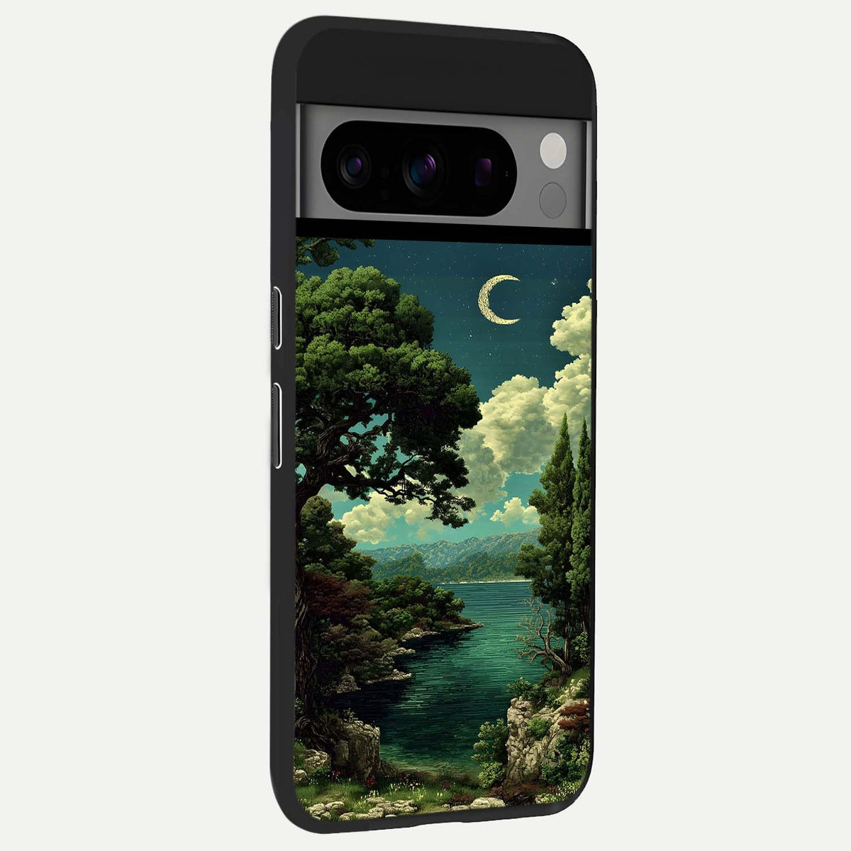  Celestial Lake Peace back cover For Google Pixel 8 Pro slim fit glass case with vibrant aesthetic design