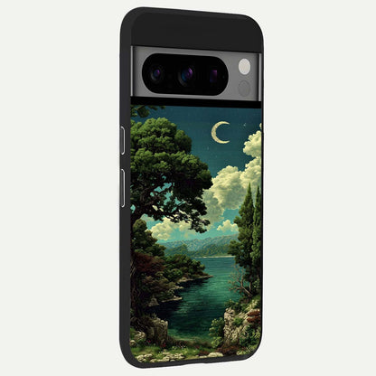  Celestial Lake Peace back cover For Google Pixel 8 Pro slim fit glass case with vibrant aesthetic design