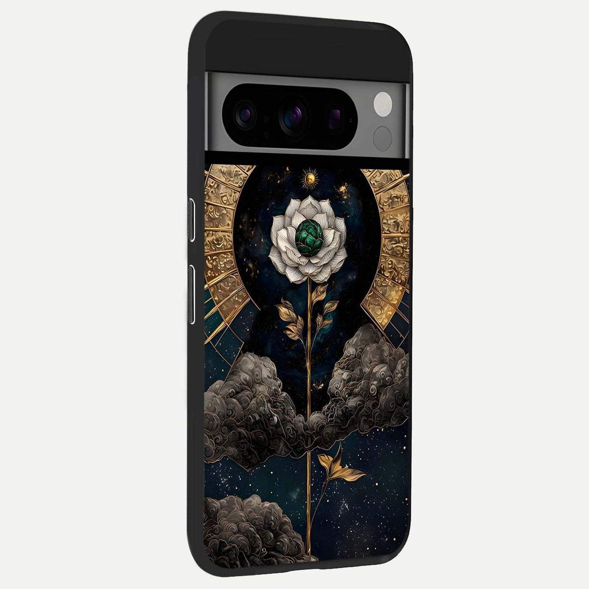  Celestial Lotus Morang back cover For Google Pixel 8 Pro slim fit glass case with vibrant aesthetic design