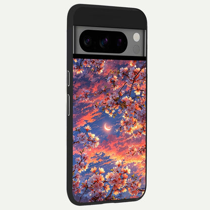  Celestial Sakura Sunset back cover For Google Pixel 8 Pro slim fit glass case with vibrant aesthetic design