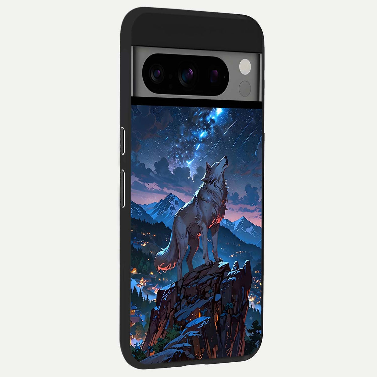  Celestial Wolf Howl back cover For Google Pixel 8 Pro slim fit glass case with vibrant aesthetic design