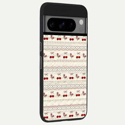  Cherry Bloom Charm back cover For Google Pixel 8 Pro slim fit glass case with vibrant aesthetic design