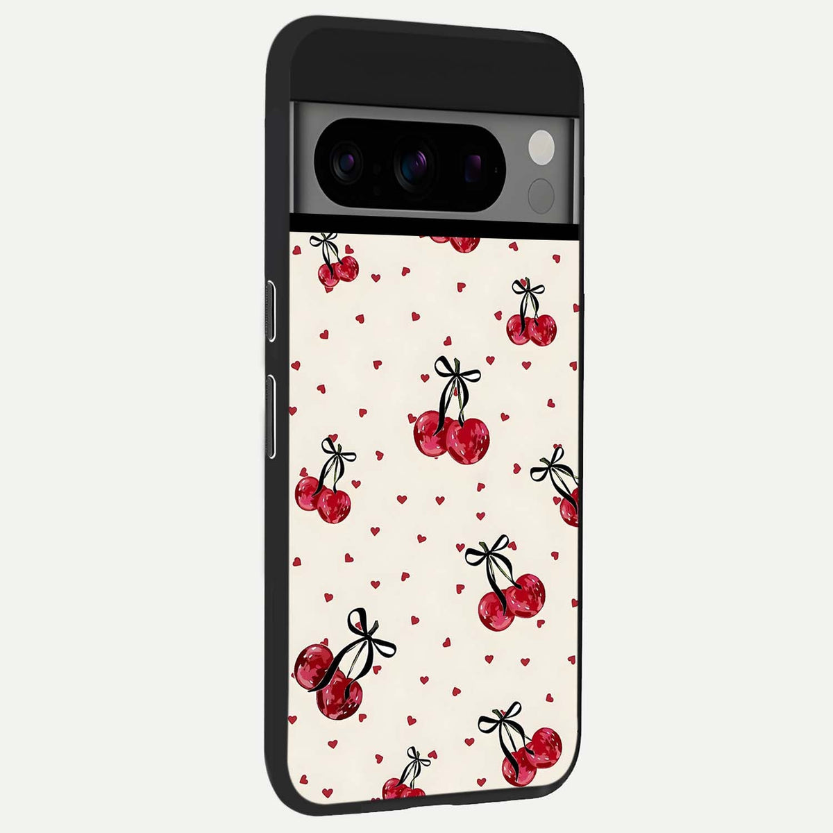  Cherry Heart Bow back cover For Google Pixel 8 Pro slim fit glass case with vibrant aesthetic design
