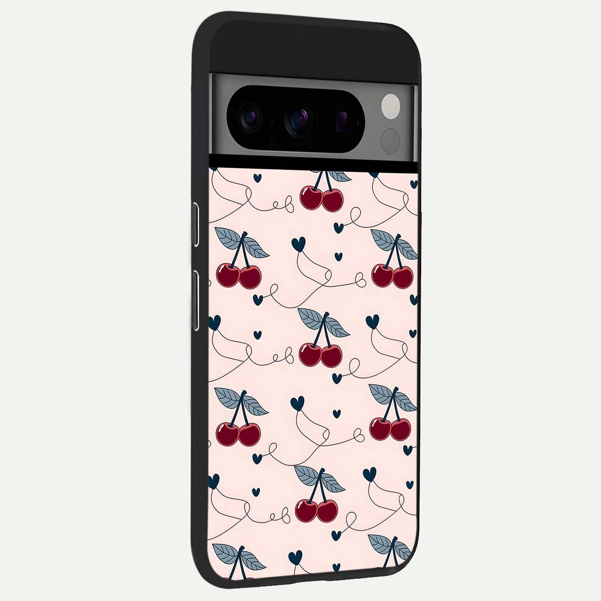  Cherry Heart Line back cover For Google Pixel 8 Pro slim fit glass case with vibrant aesthetic design