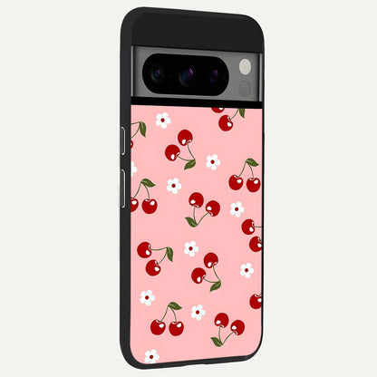  Cherry Love Mood back cover For Google Pixel 8 Pro slim fit glass case with vibrant aesthetic design