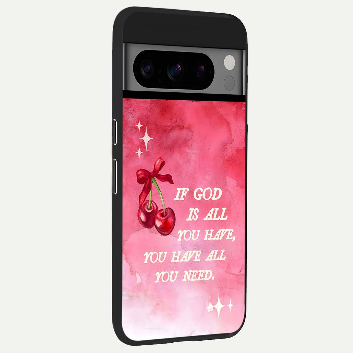  Cherry Quote back cover For Google Pixel 8 Pro slim fit glass case with vibrant aesthetic design
