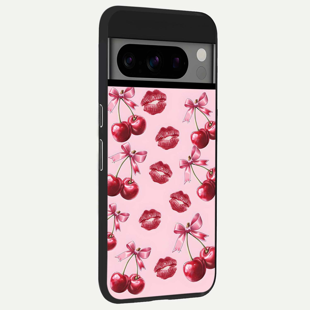  Cherry With Lips back cover For Google Pixel 8 Pro slim fit glass case with vibrant aesthetic design