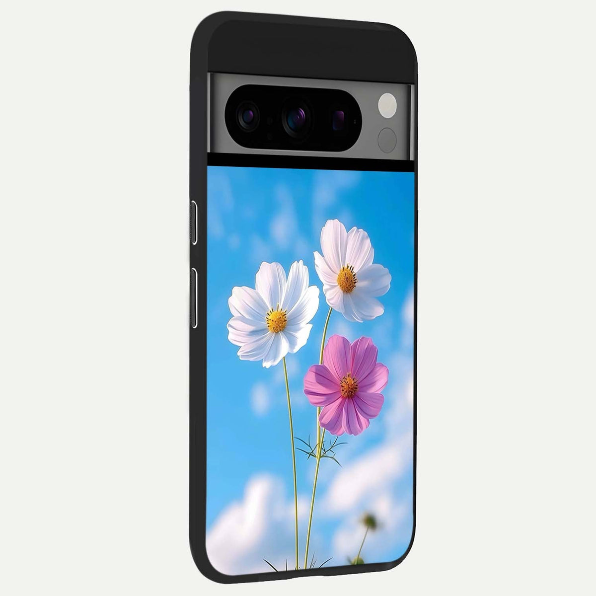  Tripple Flowers With Sky back cover For Google Pixel 8 Pro slim fit glass case with vibrant aesthetic design