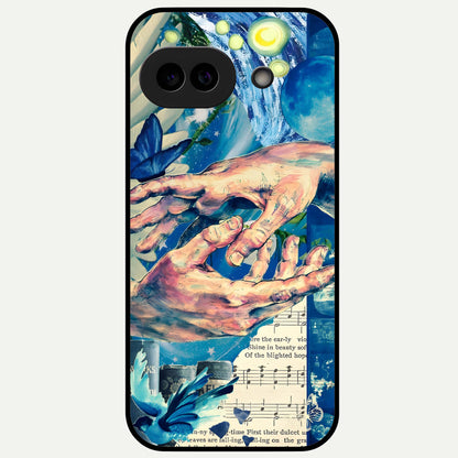  Aesthetic Divider Glass Case For Google Pixel 9A back cover – full design glossy printed glass finish