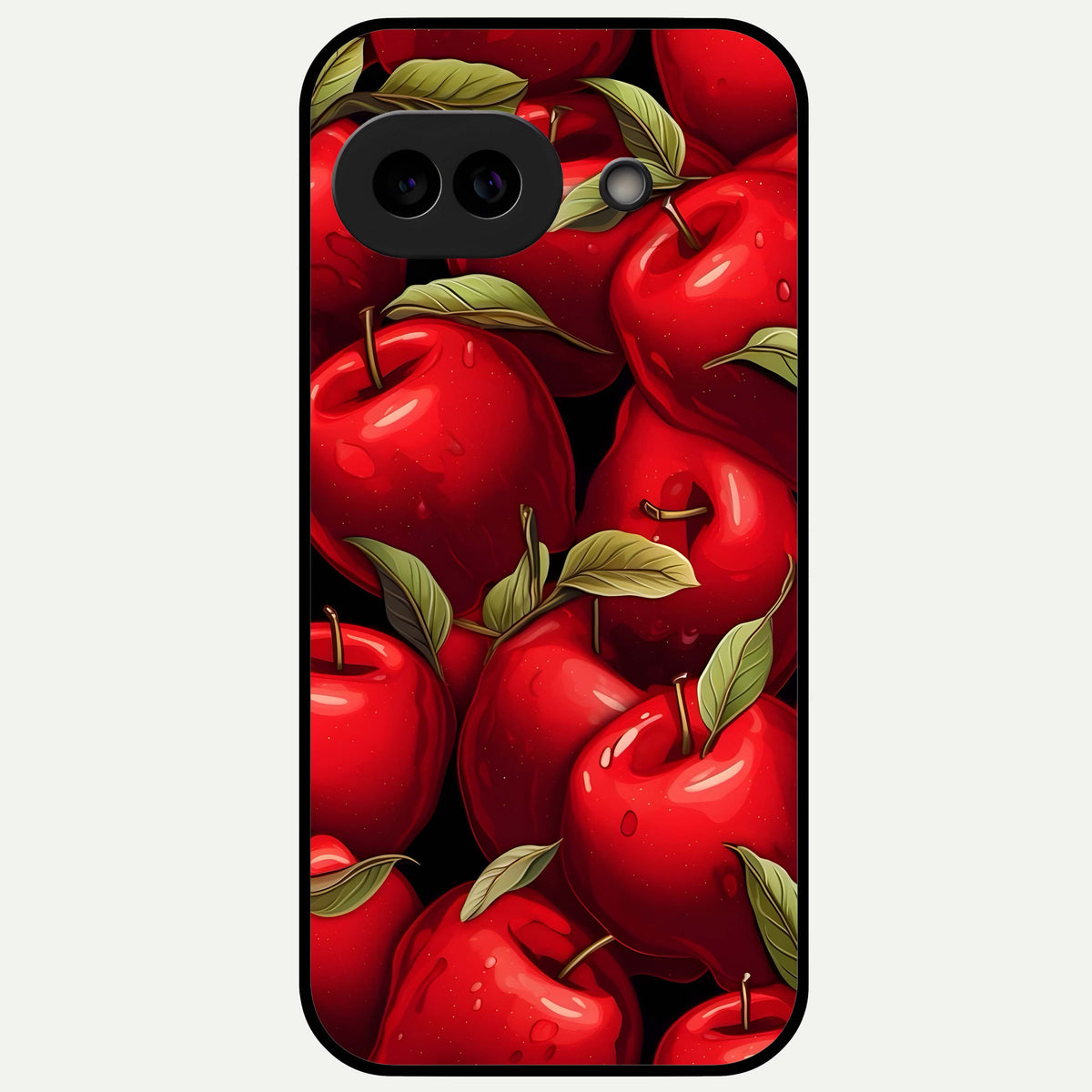  Apple Pattern Glass Case For Google Pixel 9A back cover – full design glossy printed glass finish
