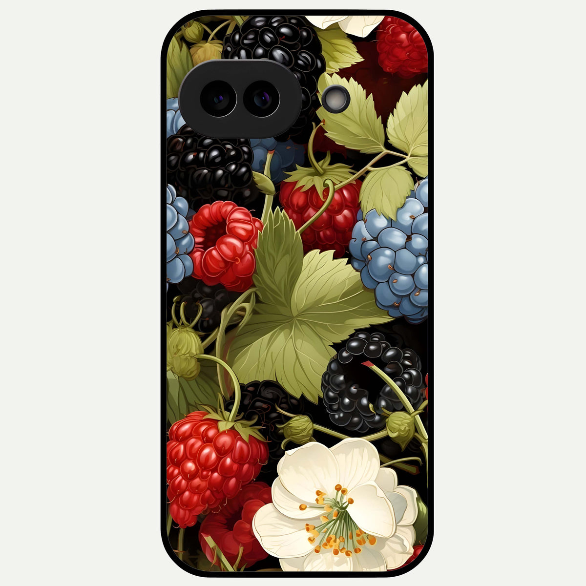  Berry Bloom Charm Glass Case For Google Pixel 9A back cover – full design glossy printed glass finish
