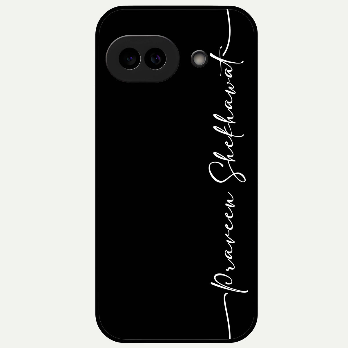  Black Tune Custom Name Glass Case For Google Pixel 9A back cover – full design glossy printed glass finish
