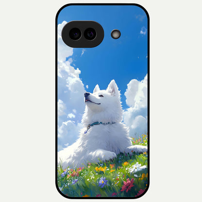  Blissful Cloud Pup Glass Case For Google Pixel 9A back cover – full design glossy printed glass finish