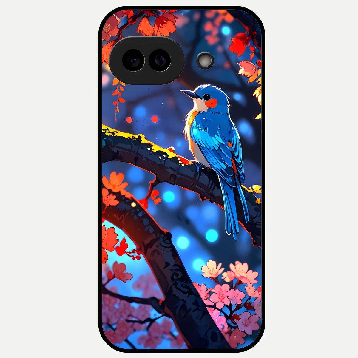  Blooming Water Drift Glass Case For Google Pixel 9A back cover – full design glossy printed glass finish
