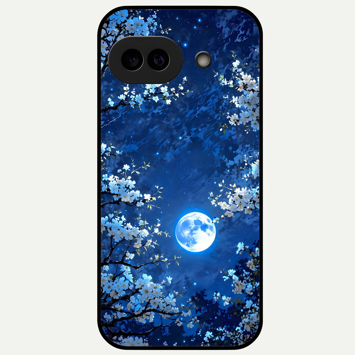  Blossom Moonlight Sky Glass Case For Google Pixel 9A back cover – full design glossy printed glass finish