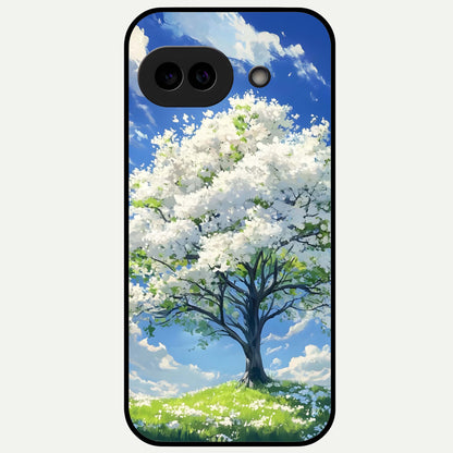  Blossom Sky Serenity Glass Case For Google Pixel 9A back cover – full design glossy printed glass finish
