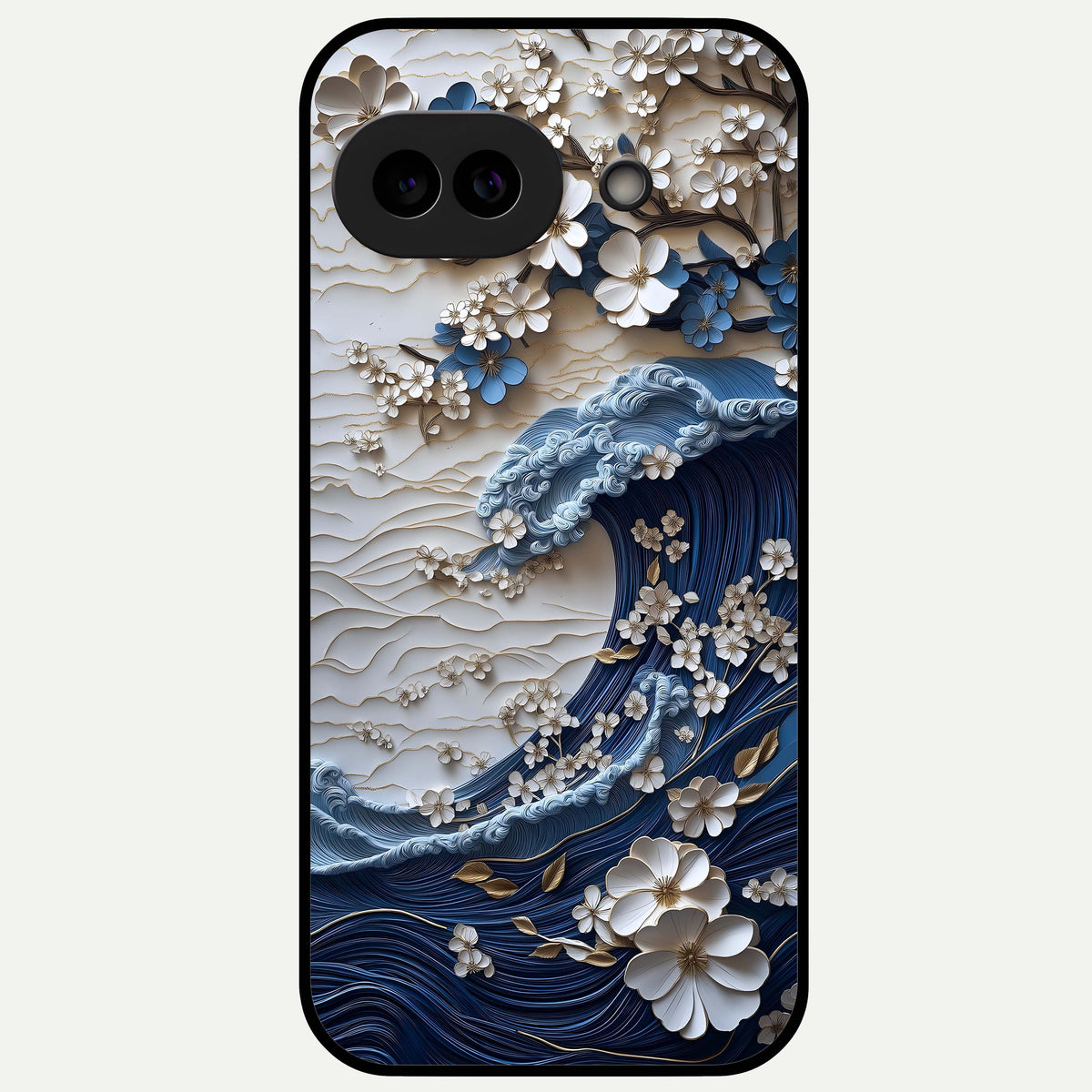  Blossom Wave Art Glass Case For Google Pixel 9A back cover – full design glossy printed glass finish