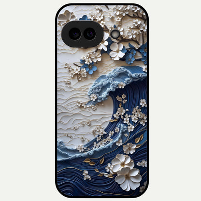  Blossom Wave Art Glass Case For Google Pixel 9A back cover – full design glossy printed glass finish