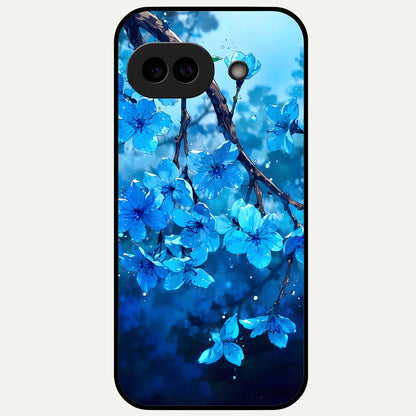  Blue Blossoms Branch Glass Case For Google Pixel 9A back cover – full design glossy printed glass finish