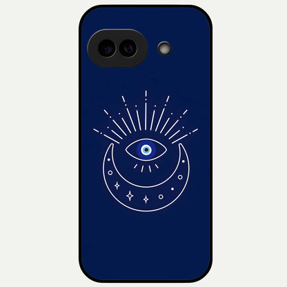  Blue Evil Eye Glass Case For Google Pixel 9A back cover – full design glossy printed glass finish