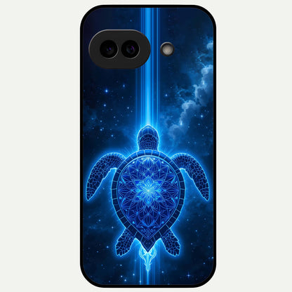  Blue Galaxy Turtle Glass Case For Google Pixel 9A back cover – full design glossy printed glass finish