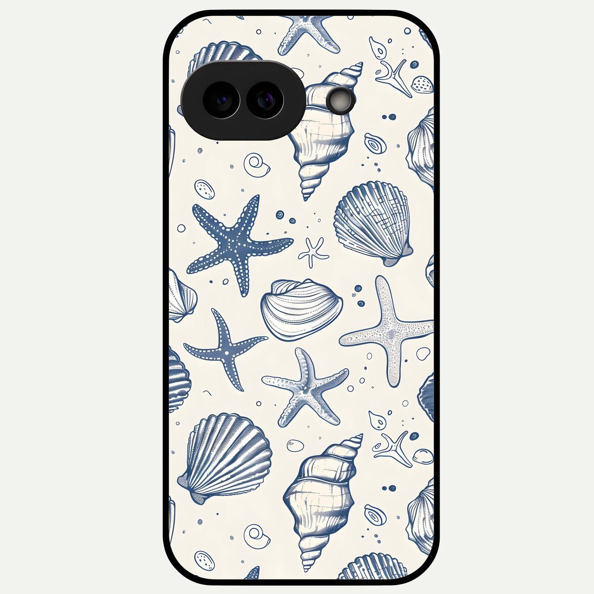  Blue Ocean Outline Glass Case For Google Pixel 9A back cover – full design glossy printed glass finish