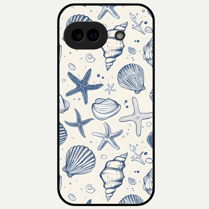  Blue Ocean Outline Glass Case For Google Pixel 9A back cover – full design glossy printed glass finish