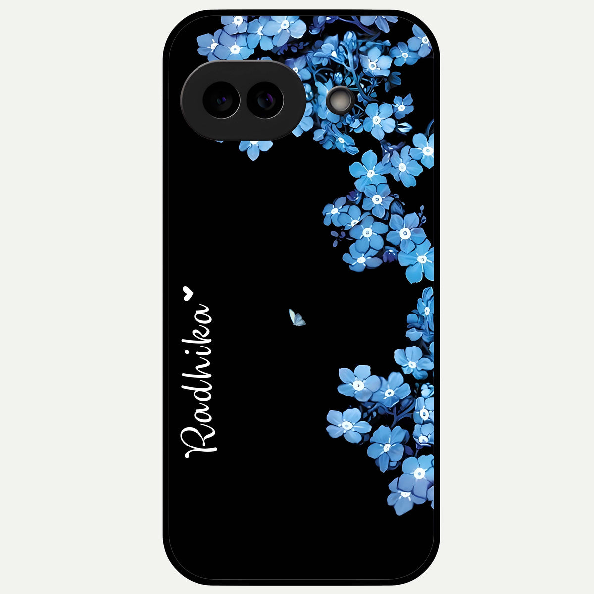  Blue Petal Dream Custom Name Glass Case For Google Pixel 9A back cover – full design glossy printed glass finish