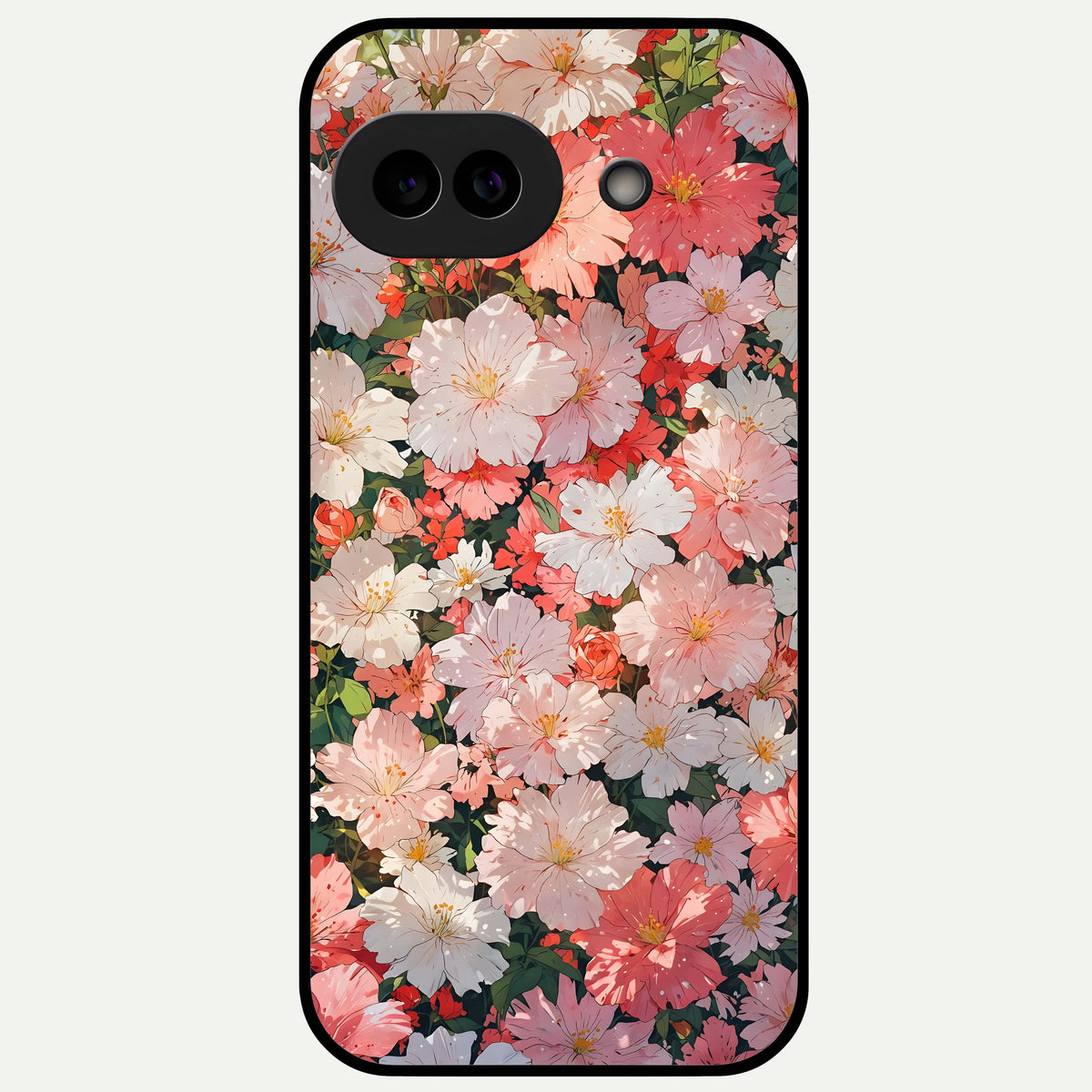  Blush Bloom Field Glass Case For Google Pixel 9A back cover – full design glossy printed glass finish