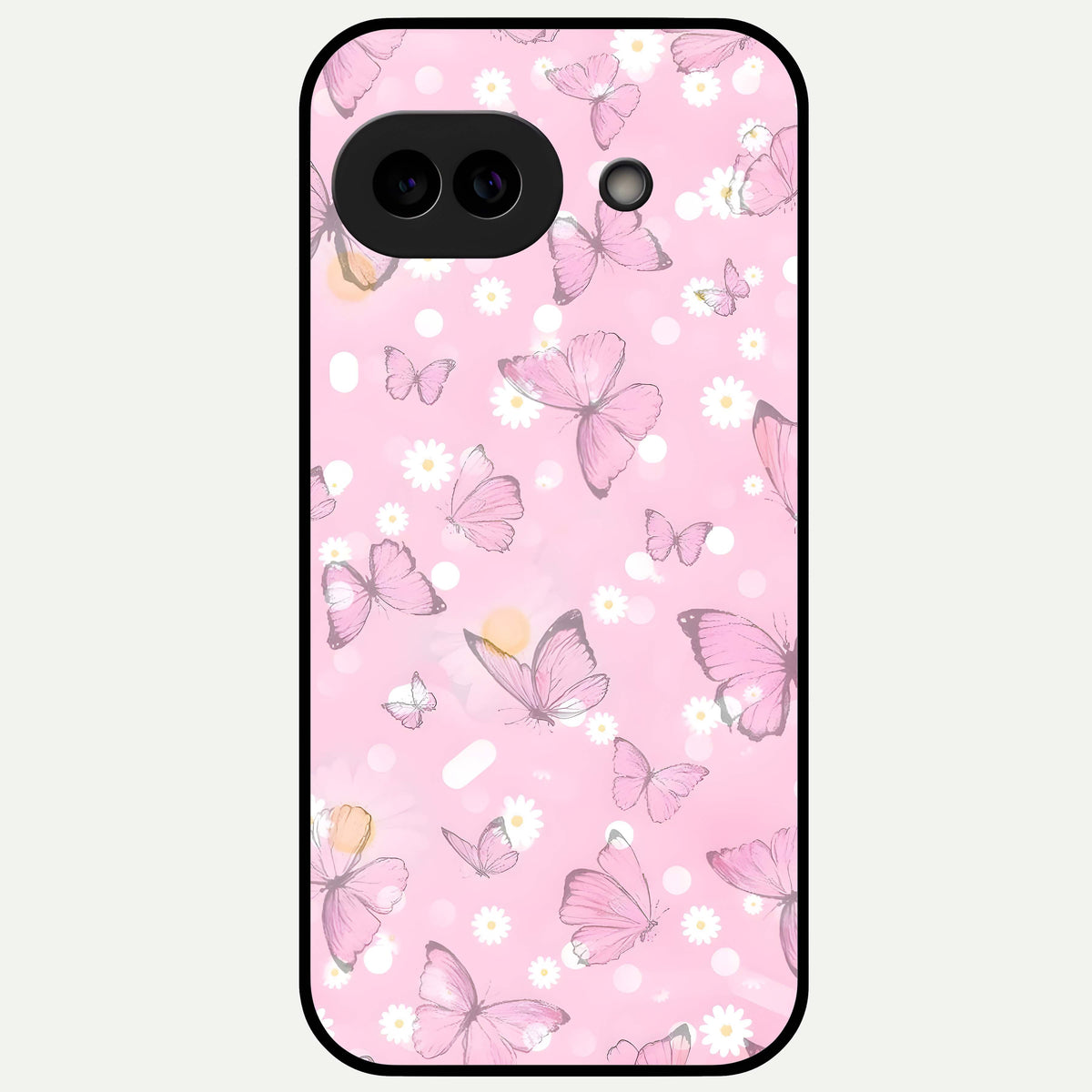  Blush Butterfly Garden Glass Case For Google Pixel 9A back cover – full design glossy printed glass finish