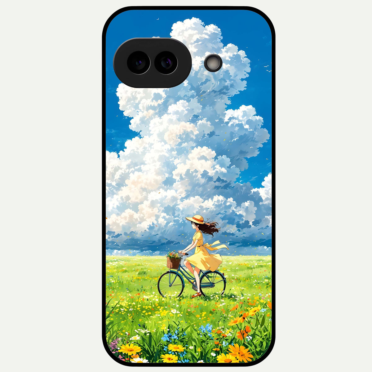  Breezy Meadow Ride Glass Case For Google Pixel 9A back cover – full design glossy printed glass finish