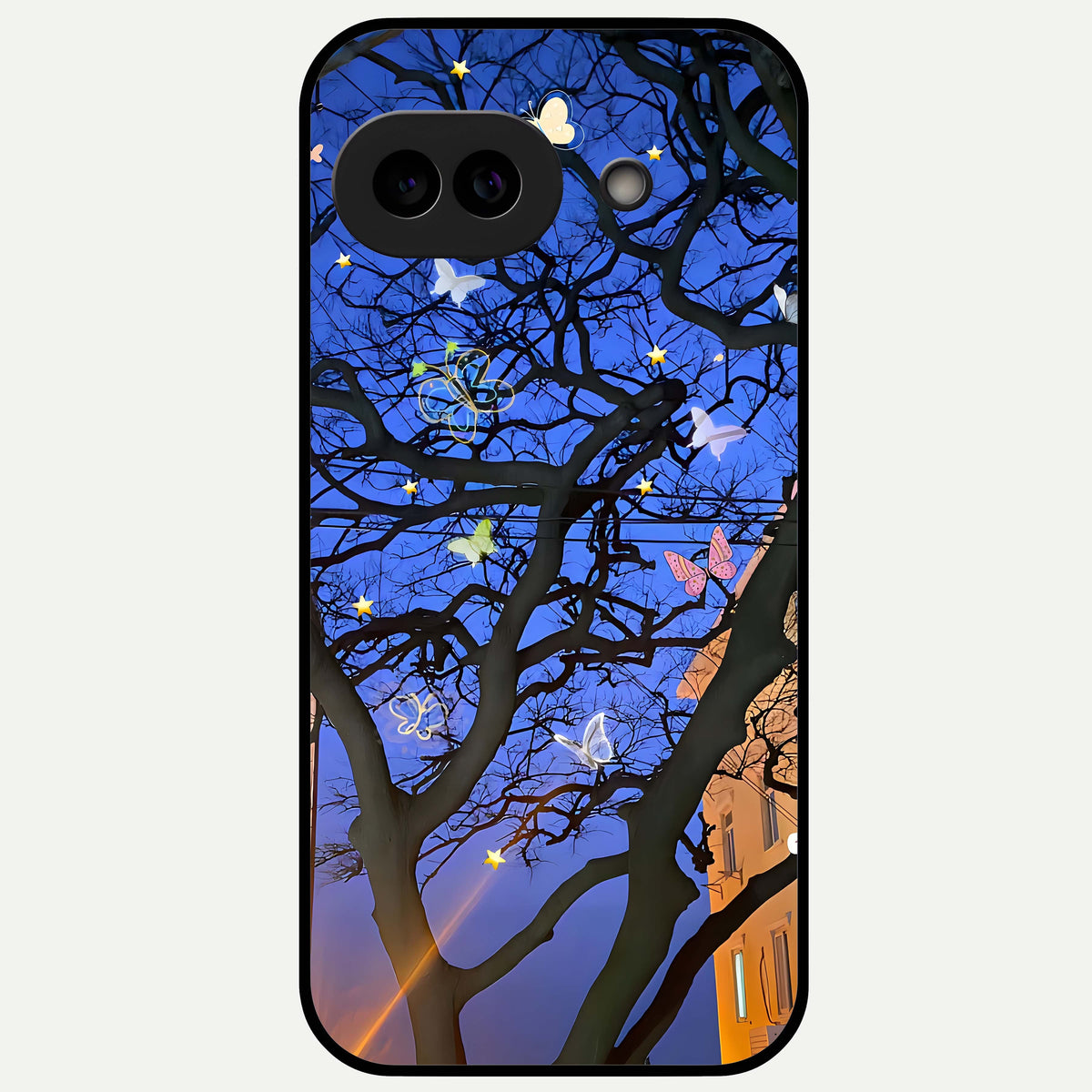  Butterfly Night Magic Glass Case For Google Pixel 9A back cover – full design glossy printed glass finish