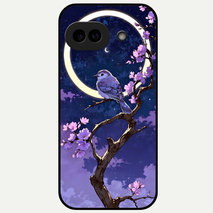  Celestial Bird Blossom Glass Case For Google Pixel 9A back cover – full design glossy printed glass finish