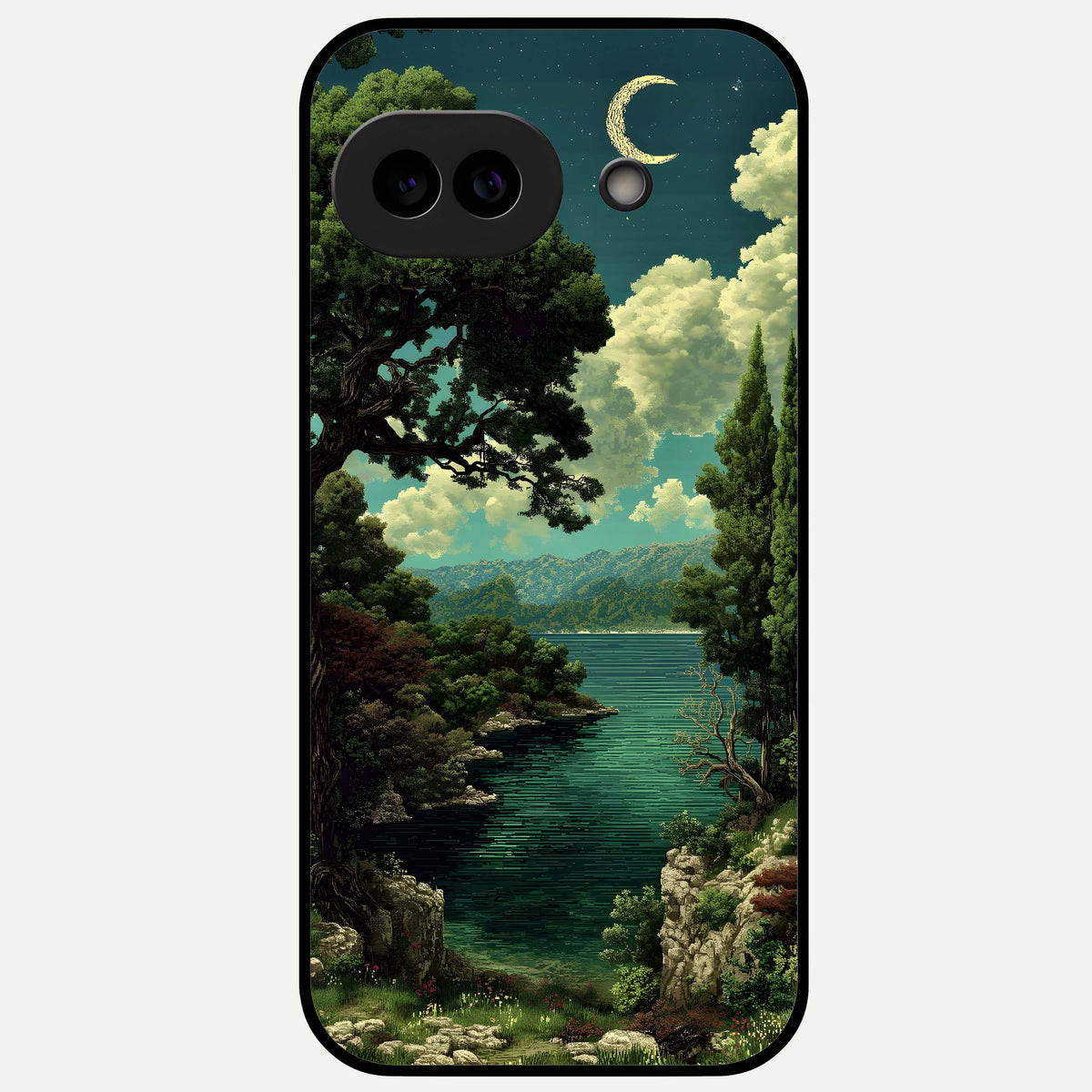  Celestial Lake Peace Glass Case For Google Pixel 9A back cover – full design glossy printed glass finish