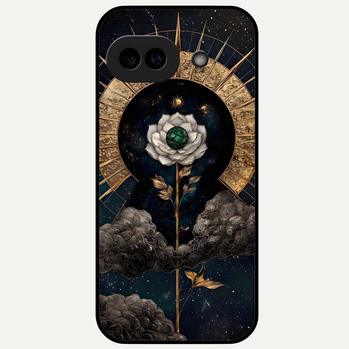  Celestial Lotus Morang Glass Case For Google Pixel 9A back cover – full design glossy printed glass finish