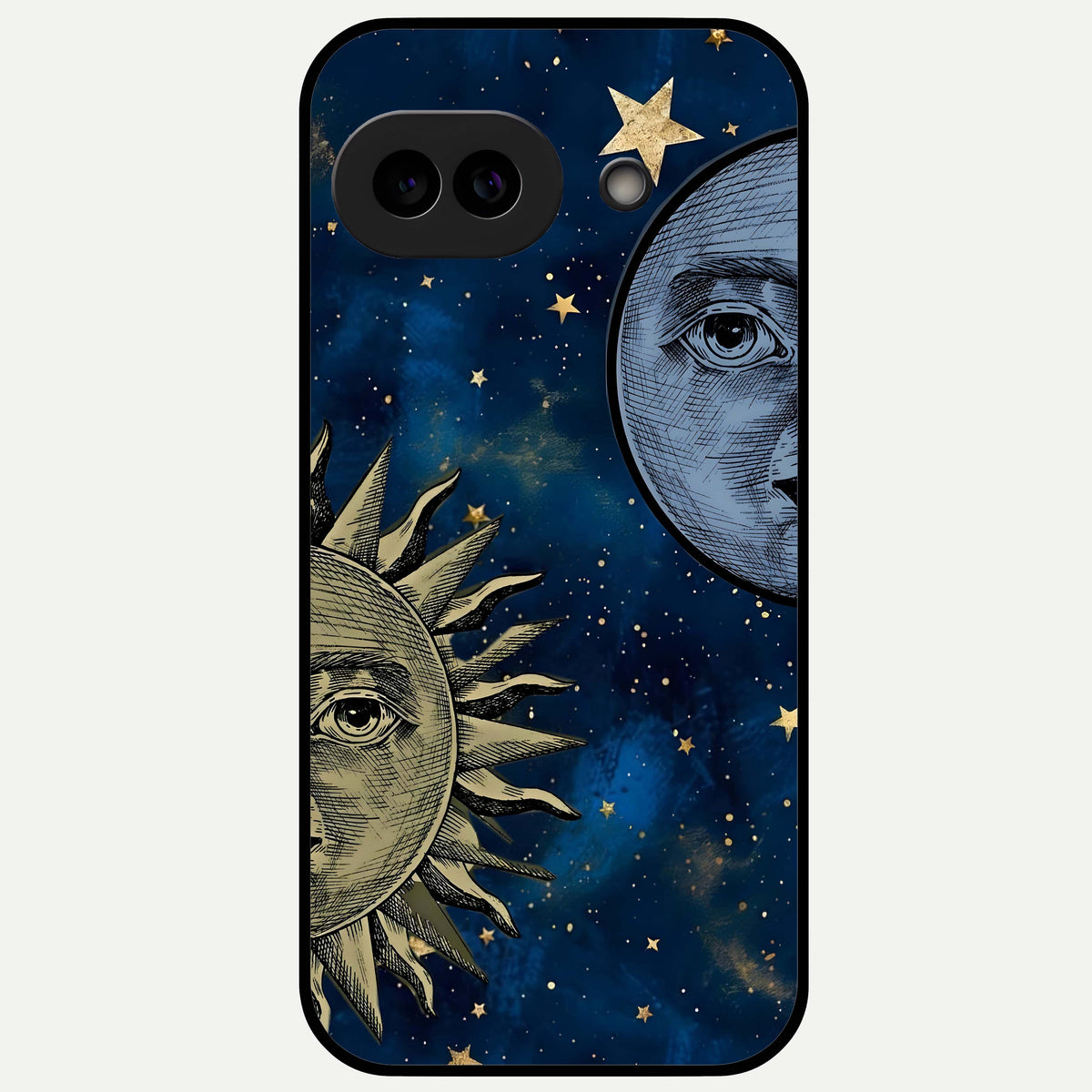  Celestial Moon With Sun Glass Case For Google Pixel 9A back cover – full design glossy printed glass finish