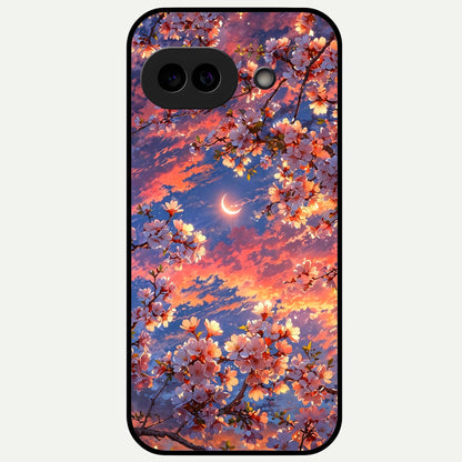  Celestial Sakura Sunset Glass Case For Google Pixel 9A back cover – full design glossy printed glass finish