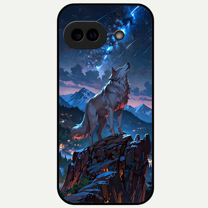  Celestial Wolf Howl Glass Case For Google Pixel 9A back cover – full design glossy printed glass finish