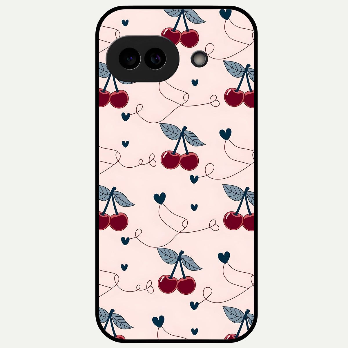  Cherry Heart Line Glass Case For Google Pixel 9A back cover – full design glossy printed glass finish