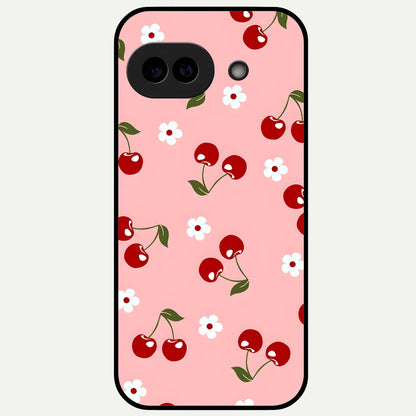  Cherry Love Mood Glass Case For Google Pixel 9A back cover – full design glossy printed glass finish