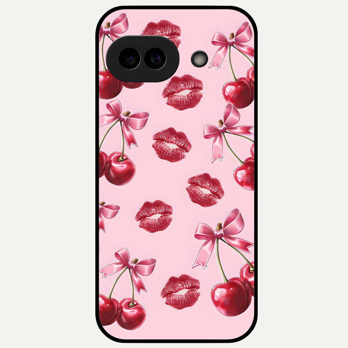  Cherry With Lips Glass Case For Google Pixel 9A back cover – full design glossy printed glass finish