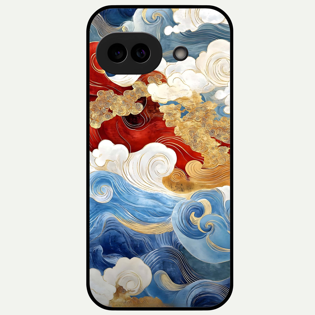 Colored Waves Glass Case For Google Pixel 9A back cover – full design glossy printed glass finish