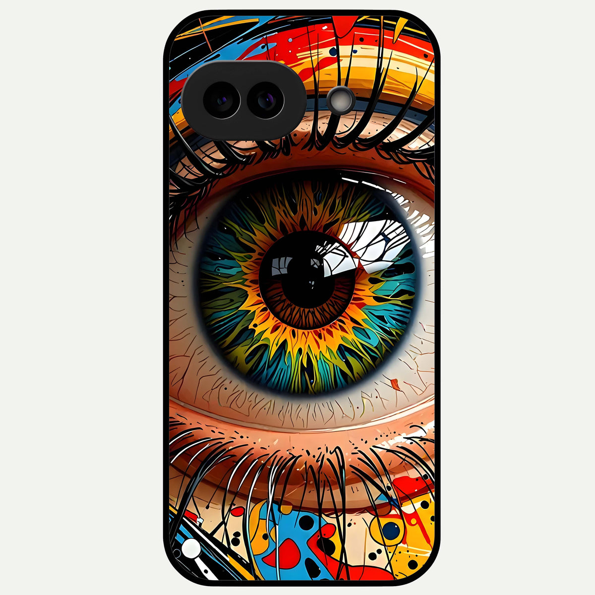  Colorful Eye Glass Case For Google Pixel 9A back cover – full design glossy printed glass finish